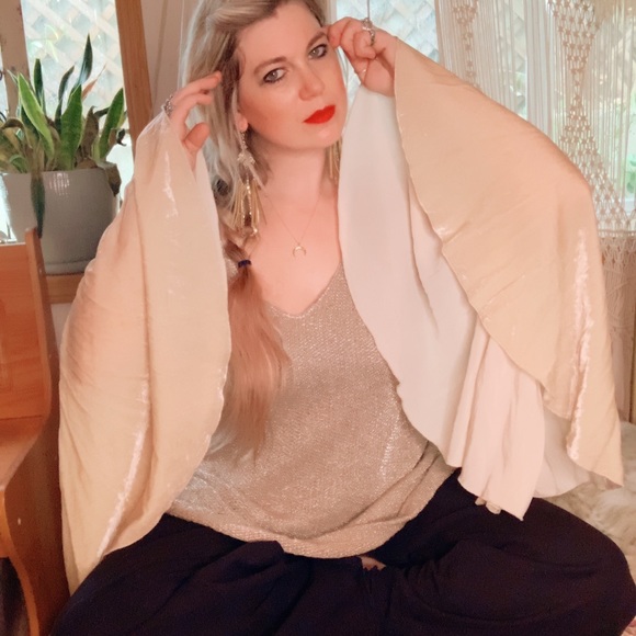 Free People Large Velvet Bell Sleeves Sweater - Picture 3 of 16